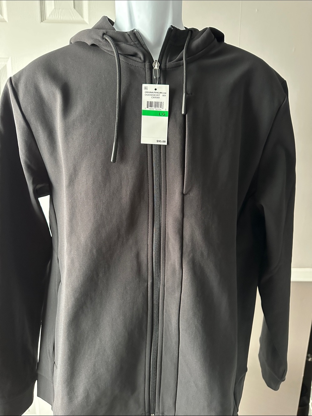 Original Penguin Sport Men's Black Full-Zip Hooded Sweater